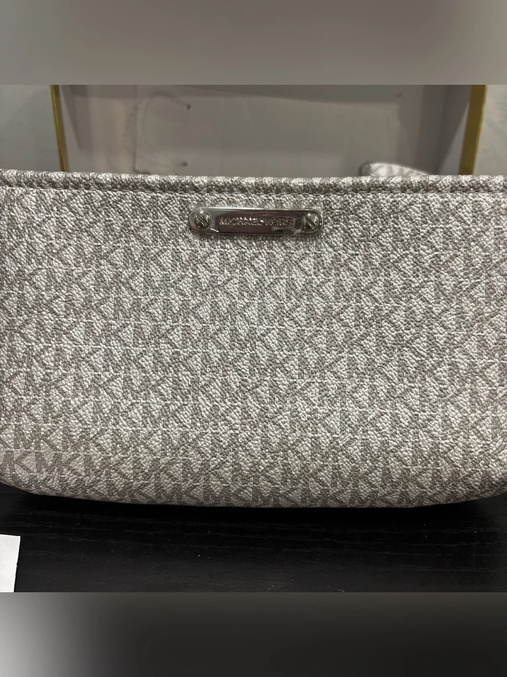 Michael Kors Silver MK Logo belt bag sz L/XL new w box and tags wallet